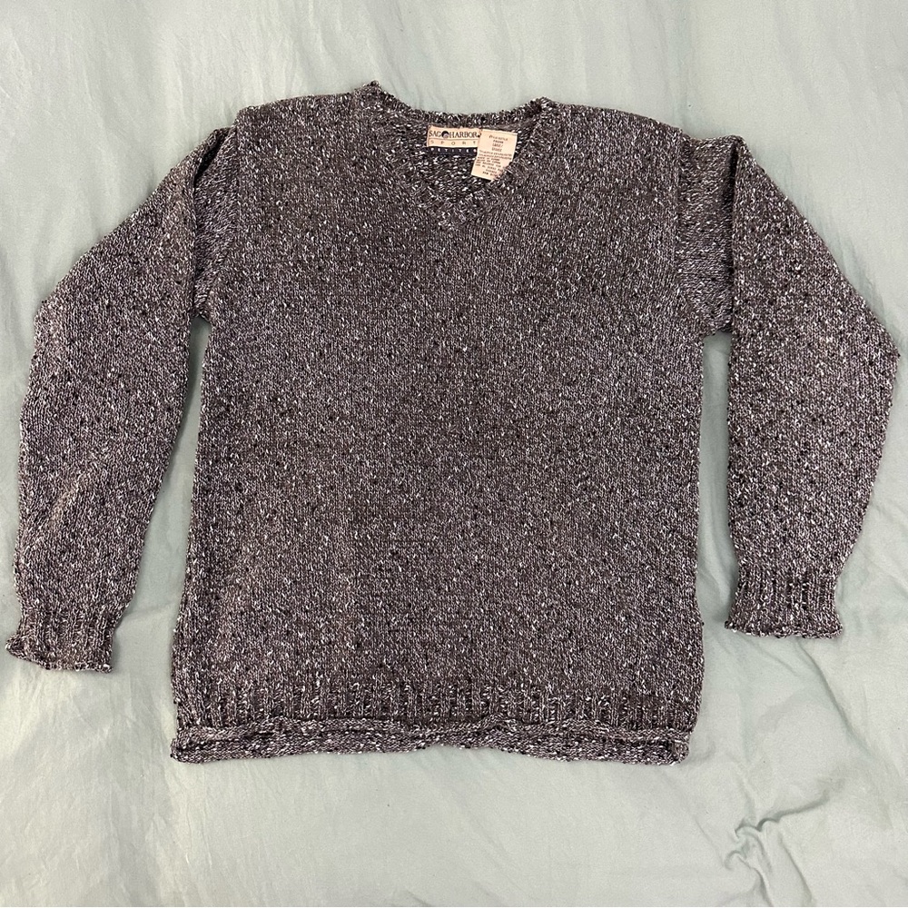 90s Vintage Sag Harbor sport pullover crewneck. Speckled grey. Size Large.